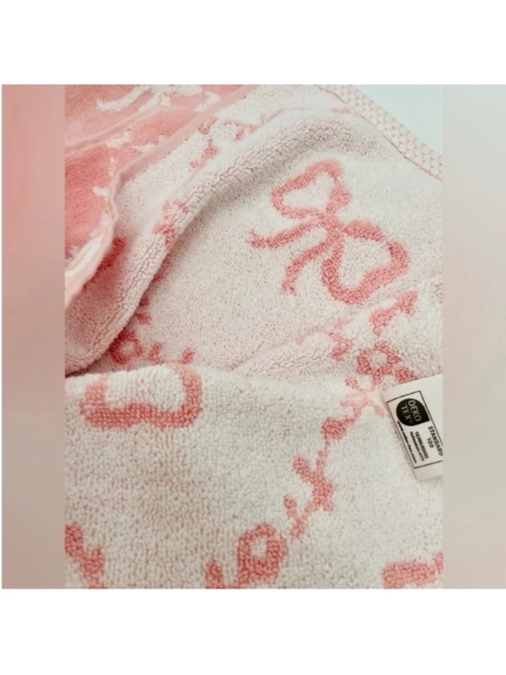 🆕- Laura Ashley Viral Coquette Bow Plush Bath, Hand & Fingertip Towel Set. NWT